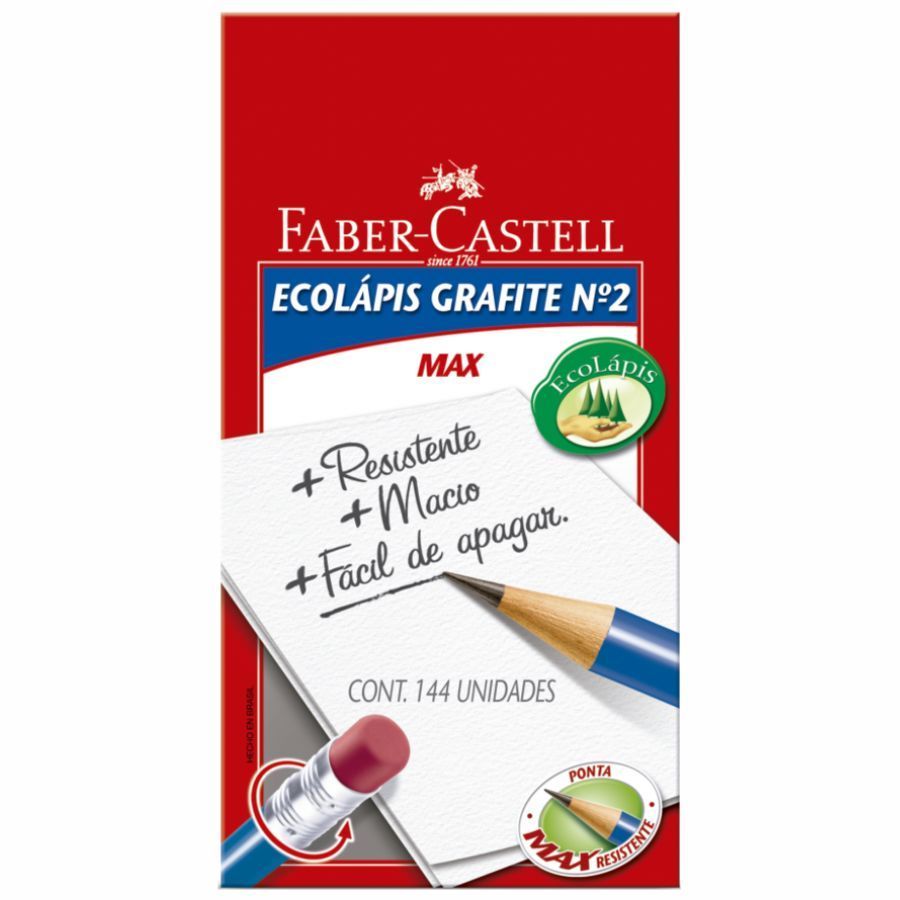 Lápis Preto com Borracha Nº2 Redondo Faber Castell 1210 HB cx/12 unid 1210AZ/B