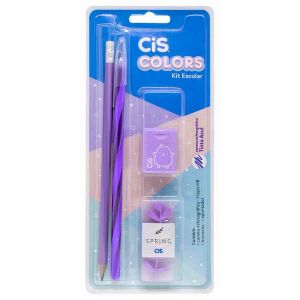 Lápis Preto n°2 Triangular Cis Colors HB com 1 Lápis + Caneta + Apontador + Borracha 