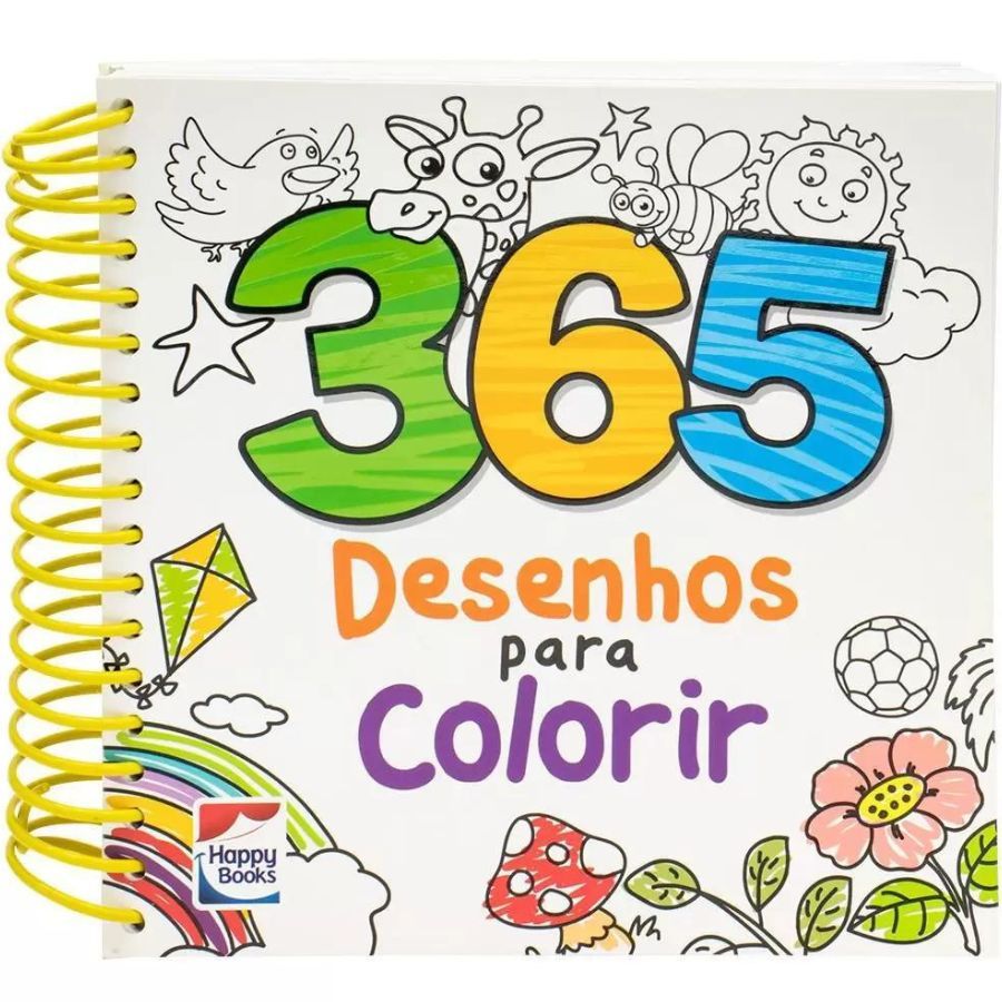 Livro Infantil 3 a 5 Anos - 365 Desenhos Para Colorir Branco Happy Books 304239