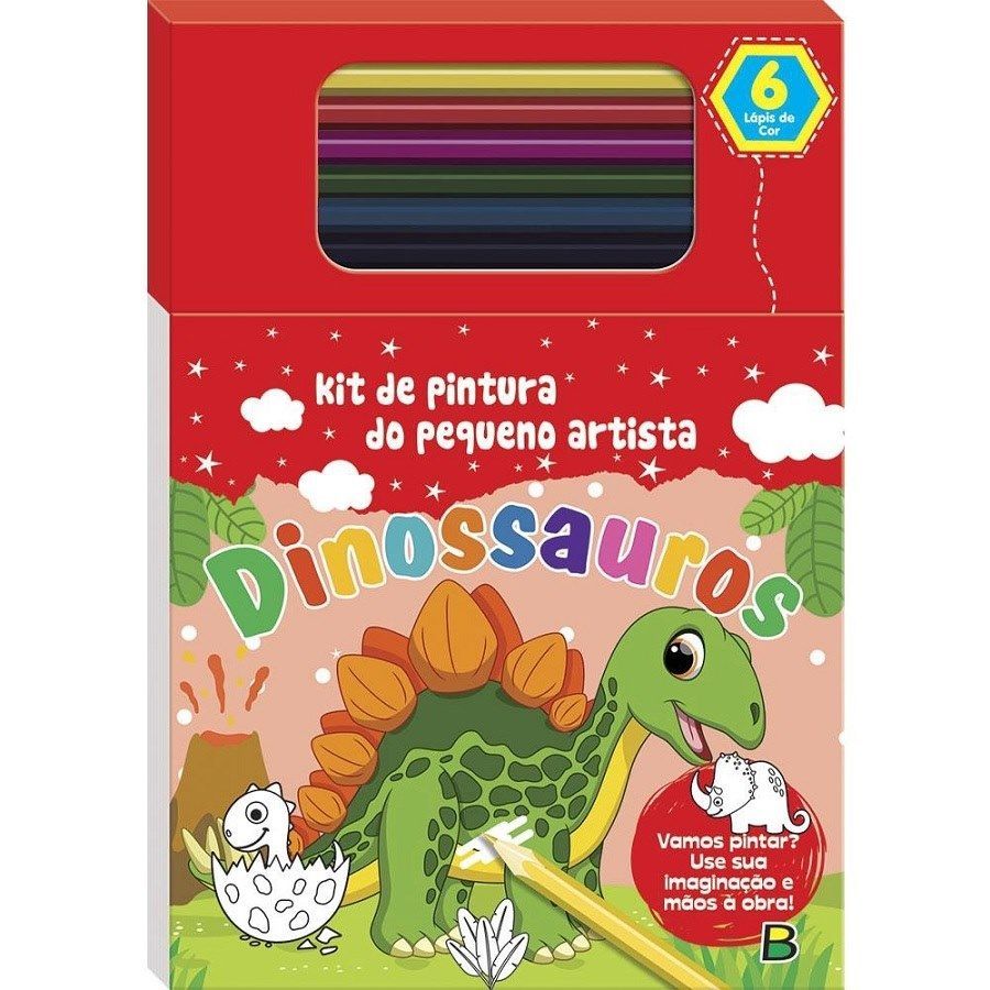 Kit Infantil Estojo de Colorir Ferramenta de Desenho Dinossauro