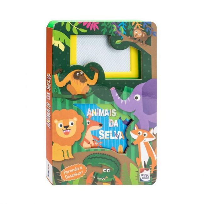 Livro Infantil 3 a 5 Anos - Livro Lousa Mágica: Animais da Selva Happy Books