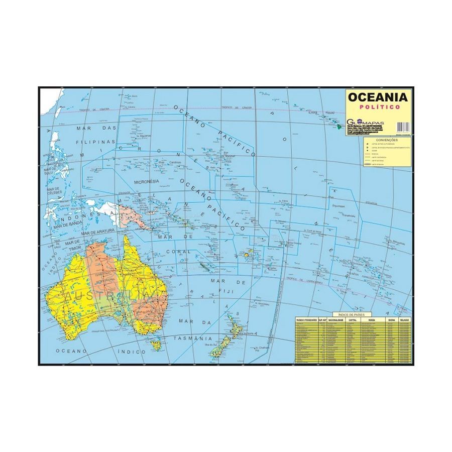 Mapa Oceania Político Glomapas