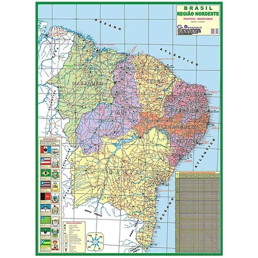 Mapa Político Região Nordeste do Brasil - Glomapas