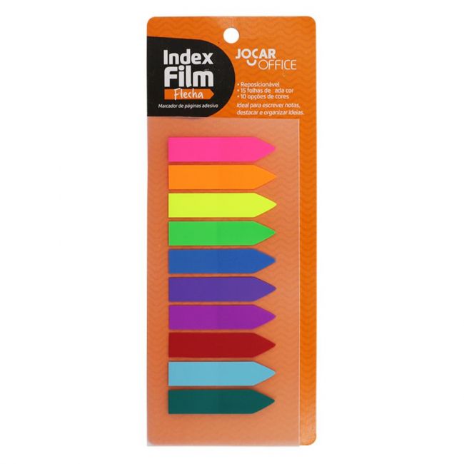 Marcador de Página Jocar Office Index Film 12 x 50,4mm Seta 10 cores 150 Folhas Sortido 91128