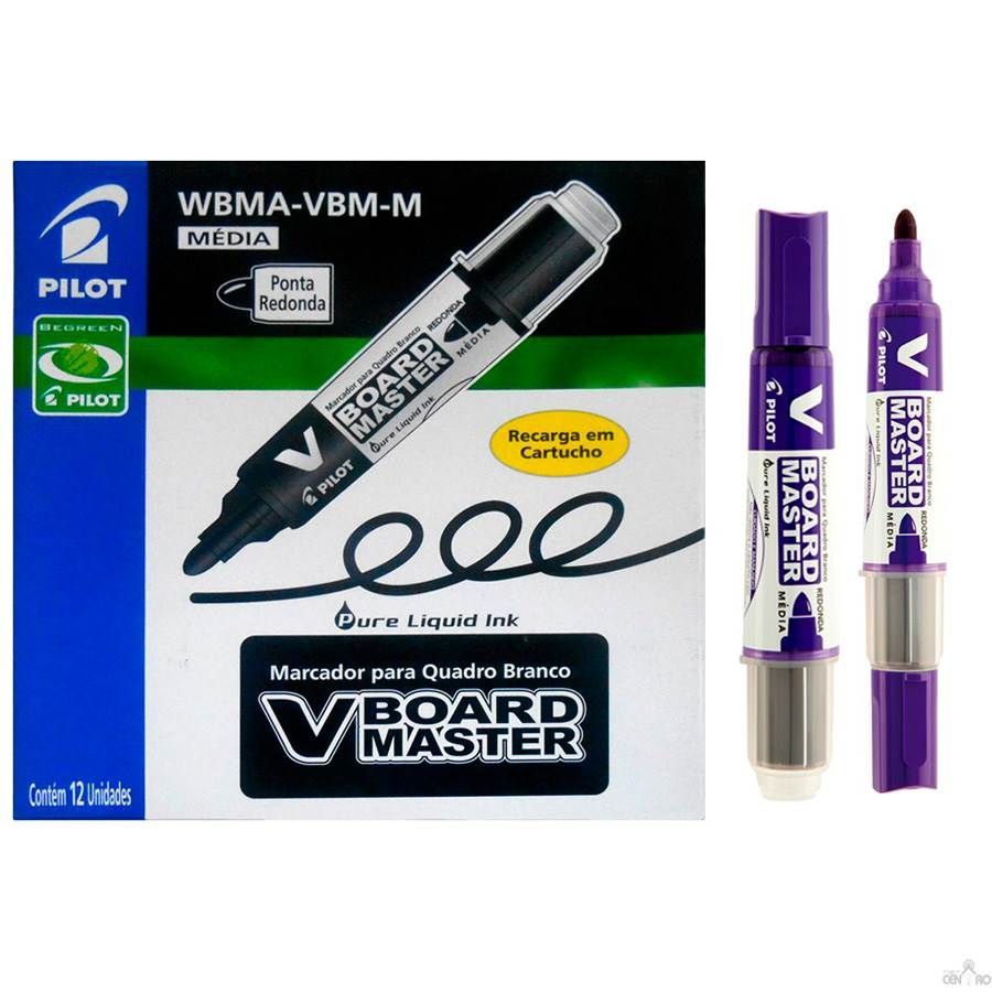 Pincel Marcador Quadro Branco Recarregável Pilot V Board WBMA-VBM cx c/12 Unid - Violeta