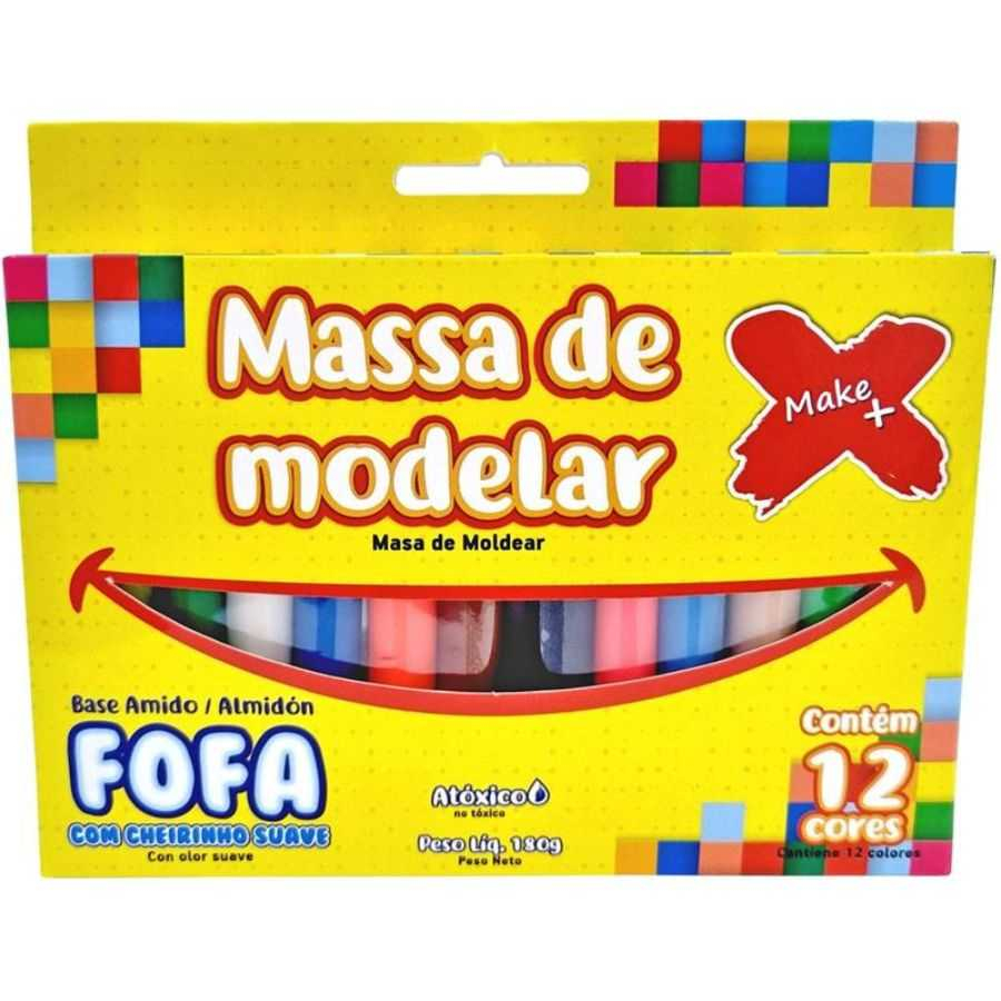 Massa de Modelar 12 Cores 180g Make+ 13278