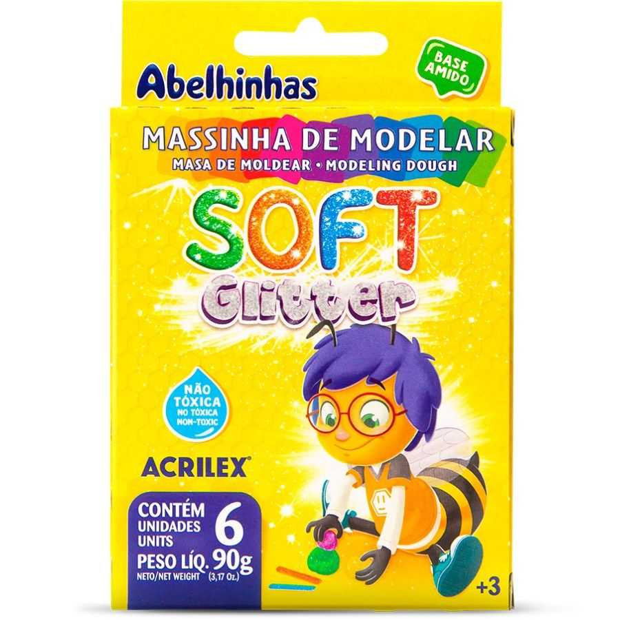 Massa de Modelar  6 Cores 90g Soft Glitter Acrilex 07360