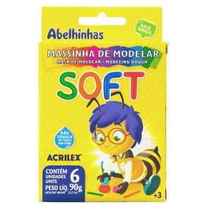 Massa de Modelar 6 Cores 90g Soft Acrilex 07316 na Papelaria Art Nova