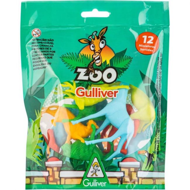Animais Plásticos Zoológico c/12 Peças Gulliver