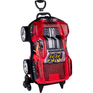 Mochila com Rodas + Lancheira Hot Wheels Dawgzilla Vermelho 3D Diplomata