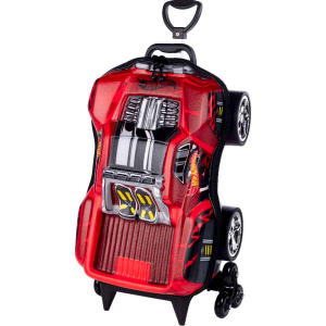 Mochila com Rodas + Lancheira Hot Wheels Dawgzilla Vermelho 3D Diplomata