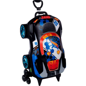 Mochila com Rodas + Lancheira Hot Wheels Terrain Storm Preto 3D Diplomata