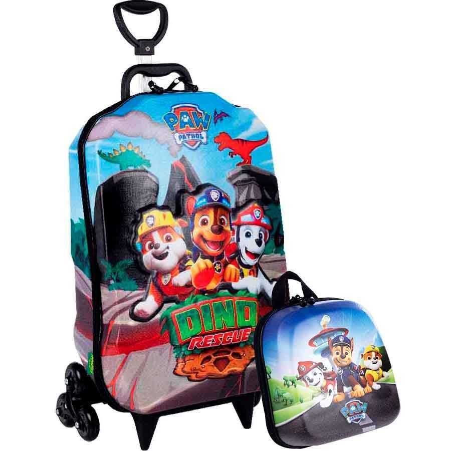 Mochila com Rodas + Lancheira Paw Patrol Dino 3D Diplomata