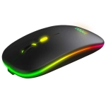 Mouse Óptico sem Fio 1600 DPI Led RGB 4 Botões Slim Pro A6 Preto Recarregável Letron 74322