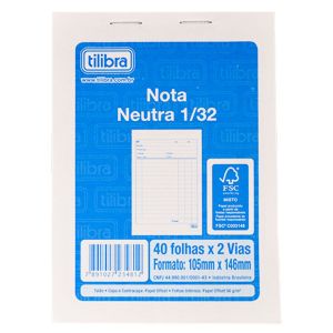 Nota Neutra 1/32 Pequeno 2 Vias  105mmx146mm 40x2 Folhas
