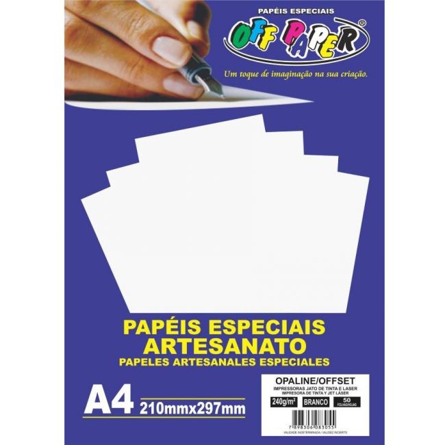 Papel Opaline A4 240g c/50 fls Branco Off Paper
