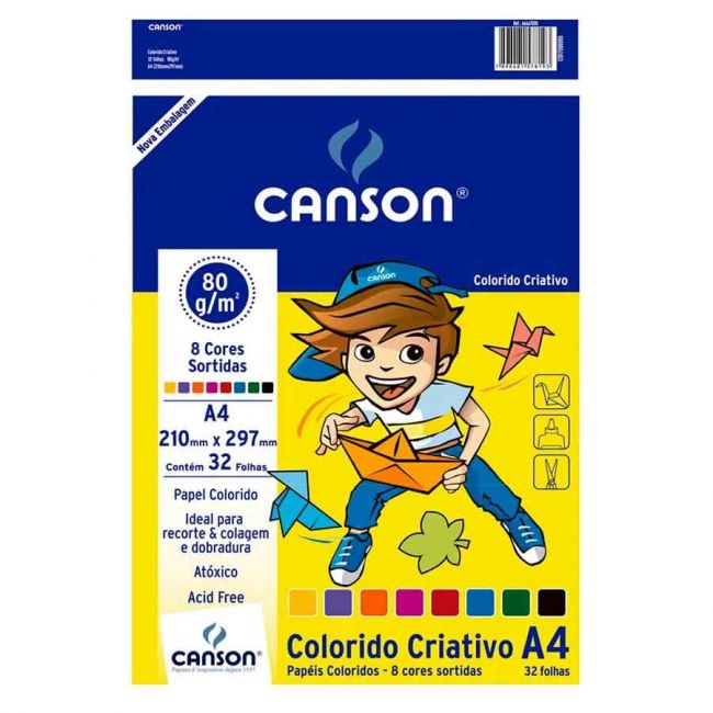 Papel Criativo Color Set A4  80g 8 cores c/32 Fls - Canson