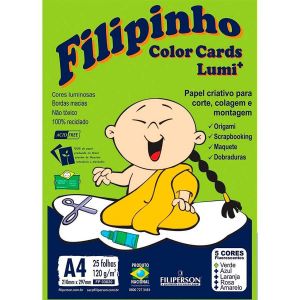 Papel Criativo Color Set Lumi A4 120g 5 cores c/25 Fls Filipinho Color Cards 03820