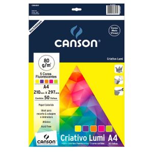 Papel Criativo Color Set Lumi A4  80g 5 cores c/50 Fls - Canson