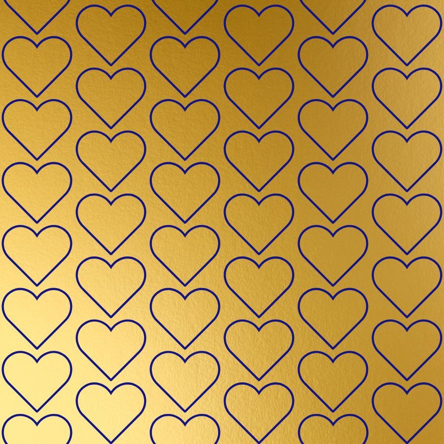 Papel de Presente 50 x 60cm Coração Ouro VMP