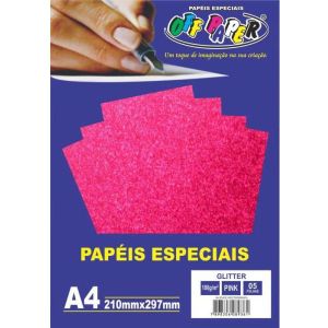 Papel Glitter A4 180g c/5 Folhas Off Paper