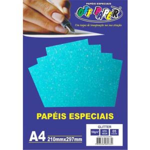 Papel Glitter A4 180g c/5 Folhas Off Paper