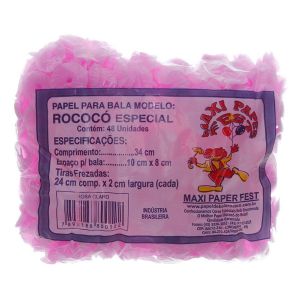 Papel para Bala Rococó Liso Rosa - pct c/48 Unid 