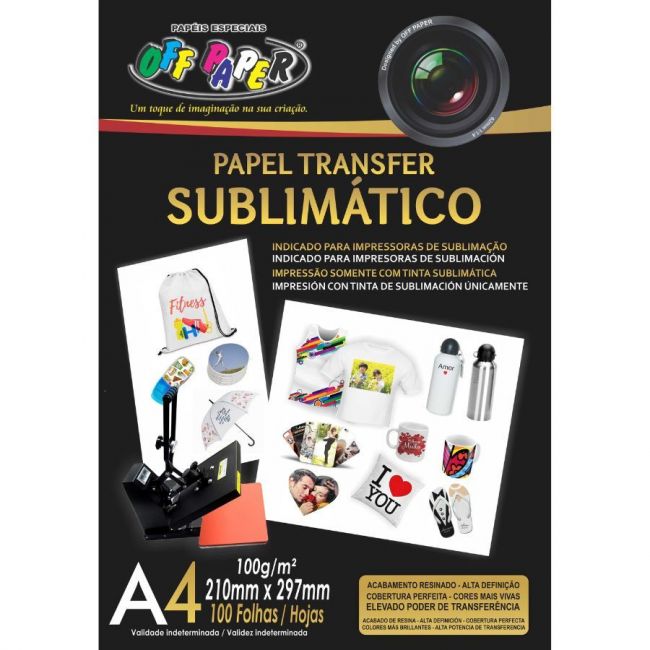 Papel Transfer para Sublimação A4 100g c/100 Fls Off Paper