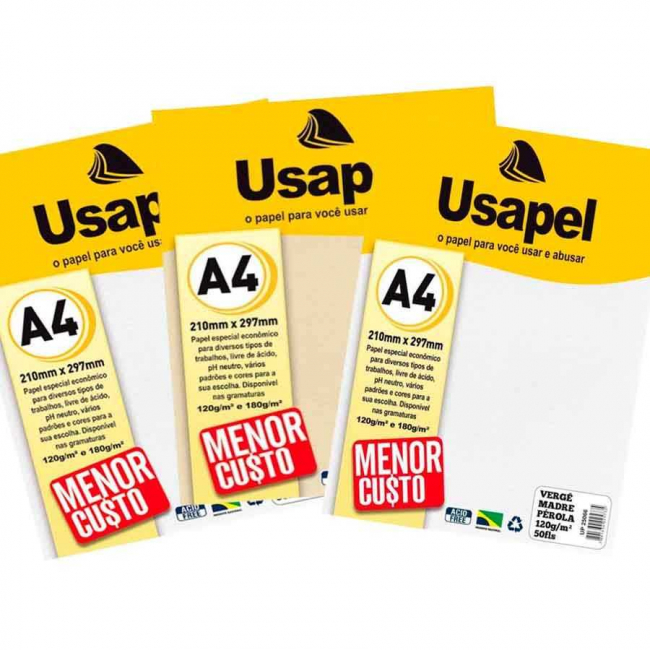 Papel Vergê A4 120g c/50 Fls Usapel