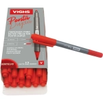 Pincel Marcador Permanente Retroprojetor 1.0mm e 2.0mm Vighs cx c/12 Unid - Vermelho