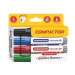 Pincel Marcador Quadro Branco Recarregável Compactor Estojo c/4 Cores