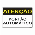 Placa de Sinalização Plástica Plascony 20 x 30cm - Portão Automático