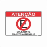 Placa de Sinalização Plástica Plascony 20 x 30cm - Proibido Estacionar Dia e Noite