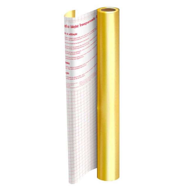 Plástico Adesivo Liso Metalizado 45cm x 10 metros DAC - Dourado