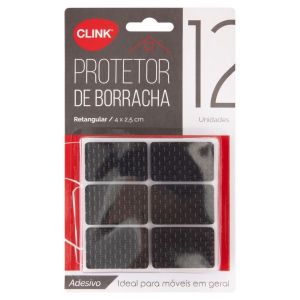 Protetor em Borracha Retangular 04 x 2,5cm pct c/12 Unid Clink CK4009