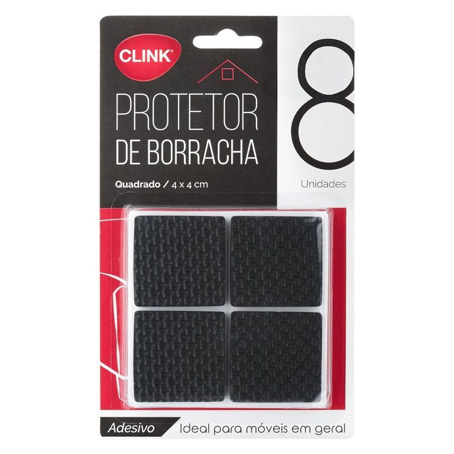 Protetor em Borracha Quadrado 4cm Clink CK4007 pct c/8 Unid