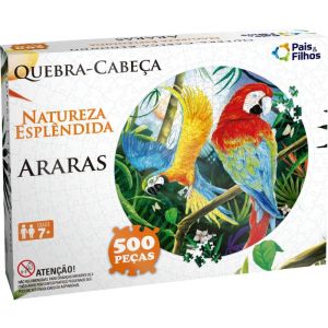 Quebra Cabeça Cartonado 500 Peças Redondo Araras Pais e Filhos 035607