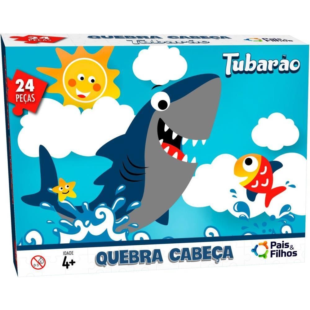 Quebra Cabeça Cartonado 24 Peças Tubarão Pais e Filhos 0998 na Papelaria  Art Nova