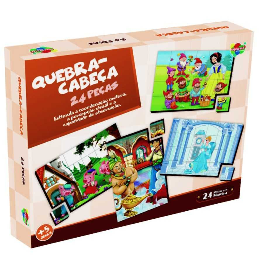 Brinquedo Educativo Jogo Pedagógico IOB Madeira - Quebra Cabeca BRANCA DE  NEVE - Caixa de Madeira - Mini Ref.77