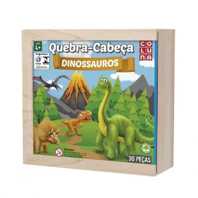 Quebra Cabeça Madeira 30 Peças Dinossauros Coluna 790697