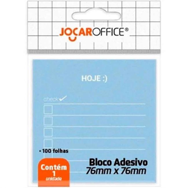 Recado Adesivo 76 x 76mm Jocar Office Azul c/100 Fls Hoje 91139