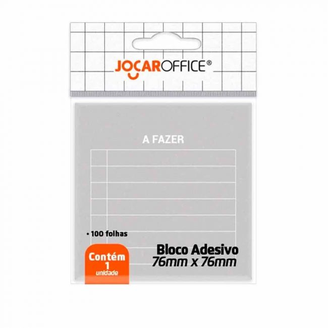 Recado Adesivo 76 x 76mm Jocar Office Cinza 100 Fls A Fazer 91138
