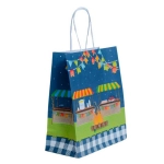 Sacola de Papel para Presente Decorada Festa Junina 14 x 15 cm - Azul 
