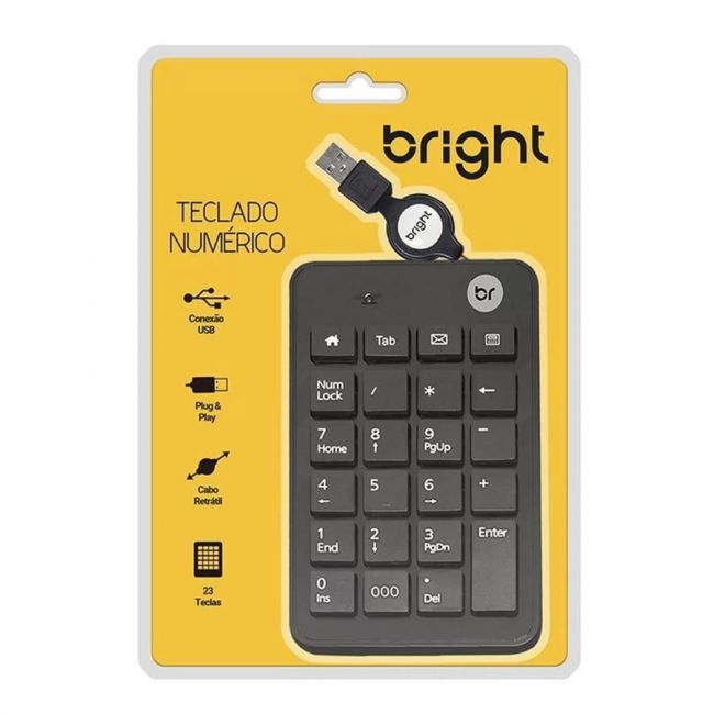 Teclado Numérico USB Cabo Retrátil - Bright