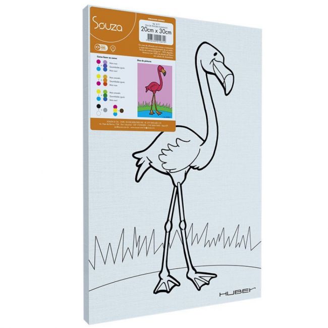 Tela para Pintura 20cm X 30cm Tecido Riscado Flamingo Moldura Madeira Souza 8171