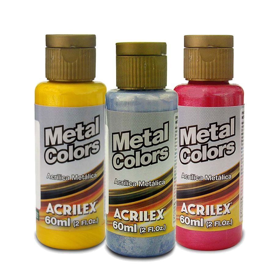 Tinta Acrílica Metálica 60ml Metal Colors Acrilex