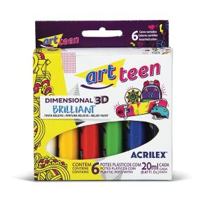 Tinta Dimensional Brilliant Art Teen 20ml 6 Cores Acrilex