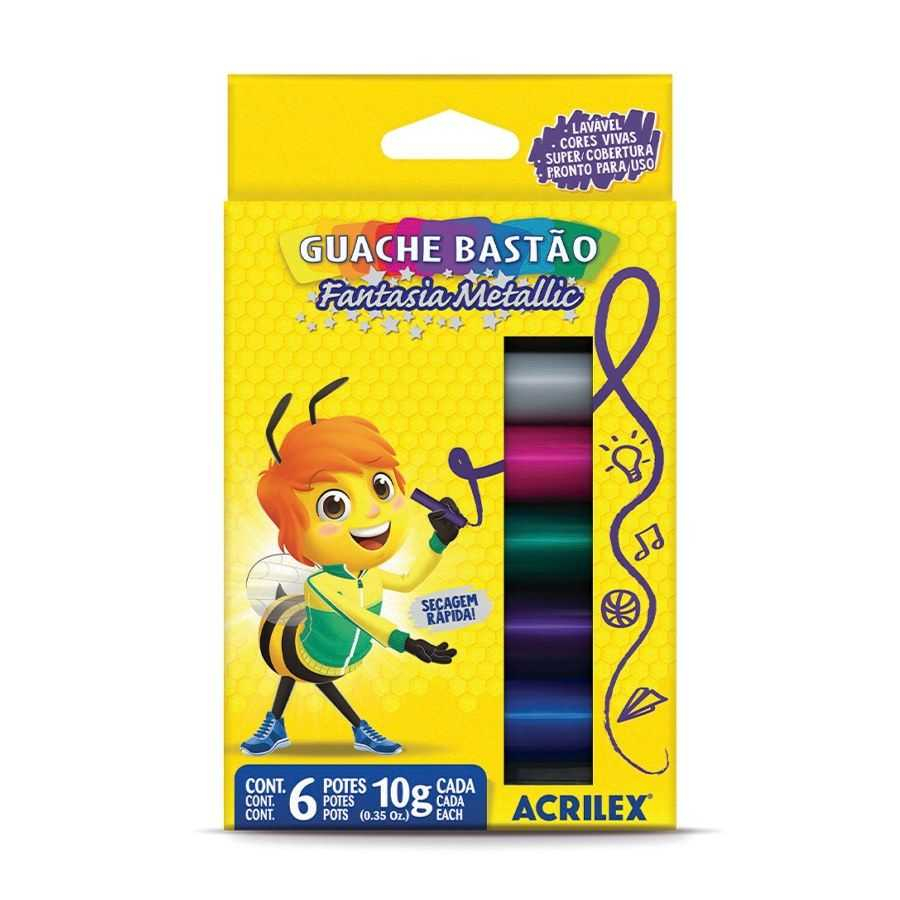 Tinta Guache Bastão 10g 6 Cores Metallic Acrilex