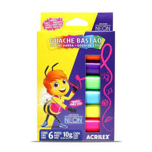 Tinta Guache Bastão 10g 6 Cores Neon Acrilex