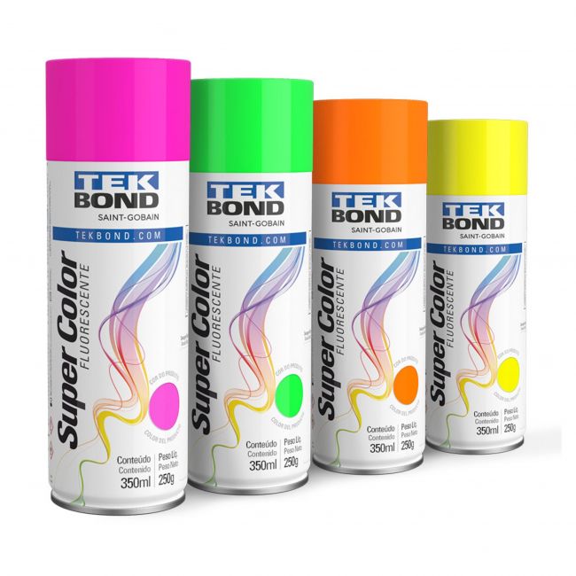 Tinta Spray Super Color 350ml 250g Fluorescente Tekbond